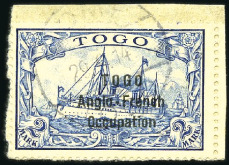 Stamp of Germany » German Colonies » Togo » Togo British Occupation 1914 German Colonial Issue 2m blue, from the narro
