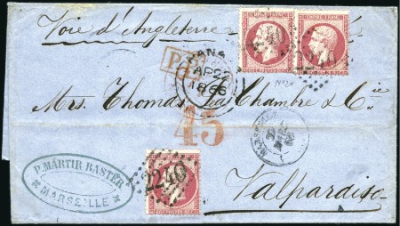 Stamp of Chile 1866-76 Mail from FRANCE, group of 9 covers, all w