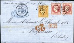 Stamp of Chile 1866-76 Mail from FRANCE, group of 9 covers, all w