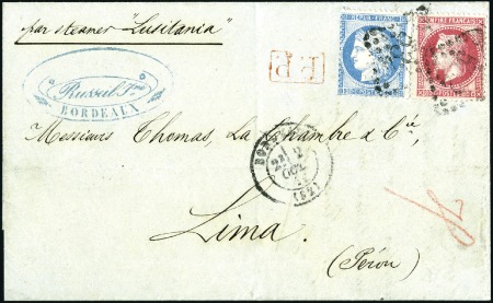 Stamp of Peru » French Post Office 1858-75, Inbound covers (9) with French frankings 