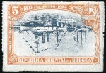 Stamp of Uruguay 1908 Cruiser "Montevideo," set of three with INVER