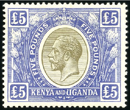Stamp of Kenya, Uganda and Tanganyika » Kenya, Uganda and Tanganyika 1922-27 £5 Black & Blue, mint lh, very fine (SG £2