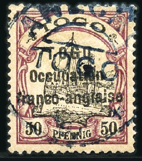 Stamp of Germany » German Colonies » Togo » Togo French Occupation 1914 German Colonial Issue 50pgf dark lilac brown 