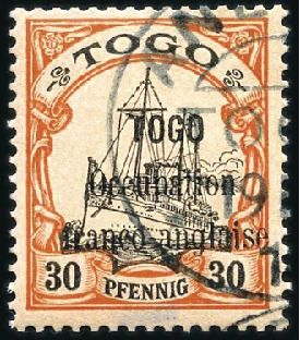 Stamp of Germany » German Colonies » Togo » Togo French Occupation 1914 German Colonial Issue 30pgf reddish orange & 