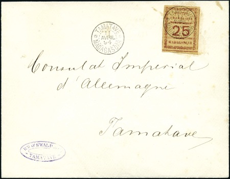 Stamp of Colonies françaises » Madagascar (Poste française) 1891 Composition typographique 25c brun sur chamoi