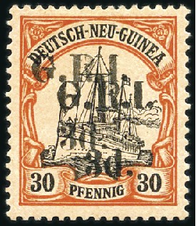 Stamp of Germany » German Colonies » New Guinea » British Occupation 1914 German Colonial Issue 3d on 30pfg reddish ora