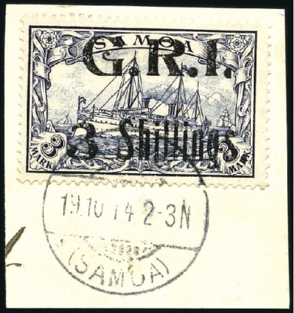 Stamp of Germany » German Colonies » Samoa » German Colonies Samoa British Occupation 1914 German Colonial Issue 3s on 3m violet-black, 