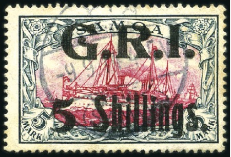 Stamp of Germany » German Colonies » Samoa » German Colonies Samoa British Occupation 1914 German Colonial Issue 5s on 5m violet-black, 