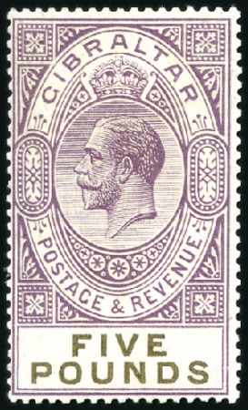 Stamp of Gibraltar 1925-35 £5 Violet & Black, mint nh, slightly toned