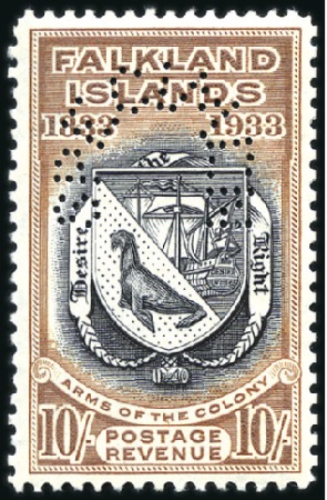 Stamp of Falkland Islands 1933 Centenary set of 12 with SPECIMEN puncture, m