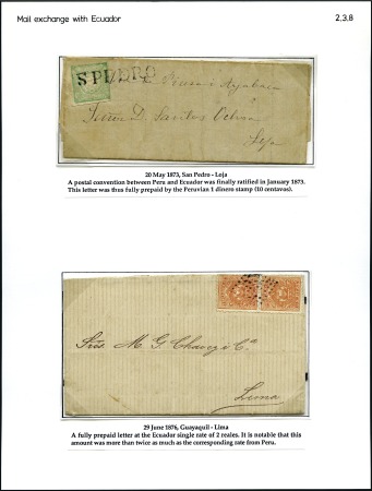 Stamp of Peru » Pre-Adhesive Period MAIL from/to ECUADOR 1828-76, 10 exhibit pages, ne
