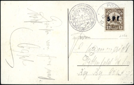 Stamp of Germany » German Colonies » Caroline Islands 1910 5Pf on 3pfg brown, on picture postcard of Pon