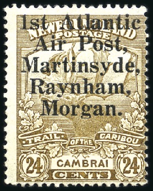 Stamp of Canada » Newfoundland 1919 24c Bistre-Brown with "1st Atlantic / Air Pos