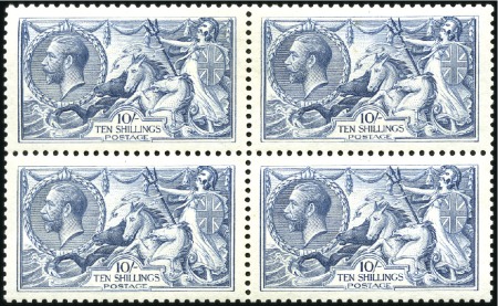 Stamp of Great Britain » King George V 1918-19 Bradbury Wilkinson 10s Dull Grey Blue bloc