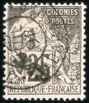 Stamp of Colonies françaises » Madagascar (Poste française) 1891 5 sur 10c et 5 sur 25c oblitérés, TB, le prem