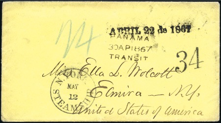 Stamp of Peru » Classic Cancellations 1867 Cover from Lima (?) to USA via Panama, bearin