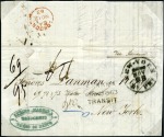 Stamp of Peru » Pre-Adhesive Period 1828-74, MAIL TO USA, 8 exhibit pages with 12 stam