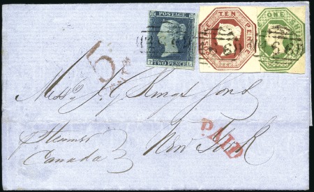 Stamp of Great Britain » 1847-54 Embossed 1853 (Mar 18) Wrapper from Liverpool to USA with 1