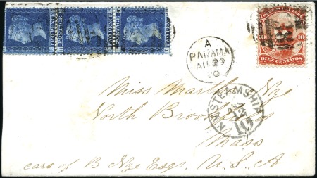 Stamp of Peru » 1866-67 American Banknote Co. Issues 1870 Cover from Callao to USA, 10c Llama and vert.