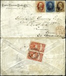 Stamp of Peru » Airmails, Dues, Parcel Posts, etc. 1876 USA three-colour Banknote franking (2c+5c+10c