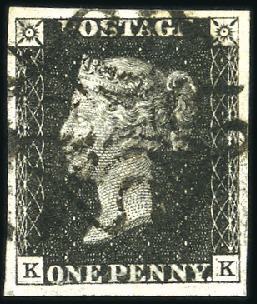 Stamp of Great Britain » 1840 1d Black and 1d Red plates 1a to 11 Plate 9 KK with very good to large margins, neat b