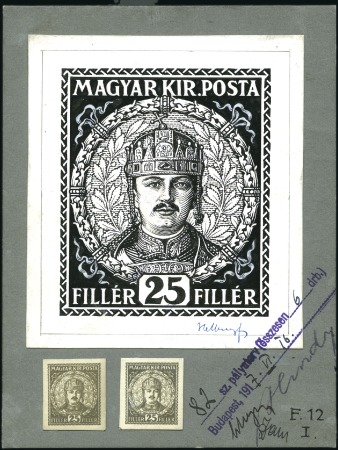 Stamp of Hungary 1918 Handpainted Essay for 1918 definitive issue 2
