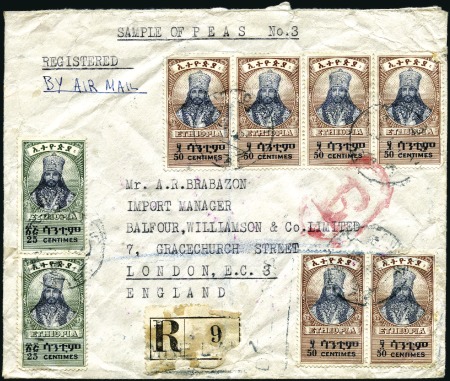 Stamp of Ethiopia 1947 Registered airmail covers (4, containing samp