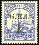 Stamp of Germany » German Colonies » Marshall Islands » German Colonies Marshall Islands British Occupation 1915 German Colonial Issue 1 on 2d on 10pfg mint &