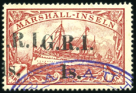 Stamp of Germany » German Colonies » Marshall Islands » German Colonies Marshall Islands British Occupation 1914 German Colonial Issue 1s on 1m carmine, from 
