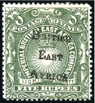 Stamp of Kenya, Uganda and Tanganyika » British East Africa 1895 1/2a to 5R handstamp overprint 'BRITISH EAST 