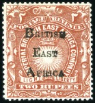 Stamp of Kenya, Uganda and Tanganyika » British East Africa 1895 1/2a to 5R handstamp overprint 'BRITISH EAST 