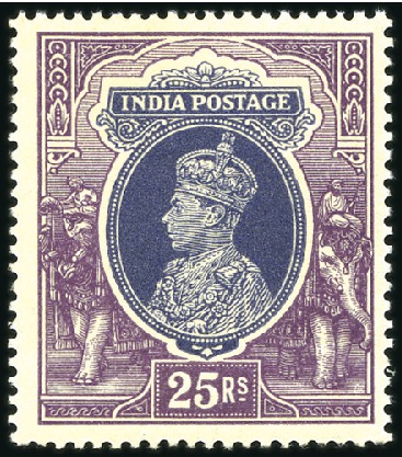 Stamp of India 1937 Definitives high values 2R to 25R, never hing