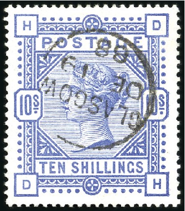 Stamp of Great Britain » 1855-1900 Surface Printed 1883-84 10s Ultramarine with Glasgow cds, faint di