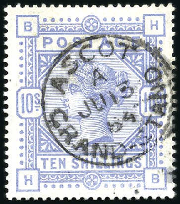 Stamp of Great Britain » 1855-1900 Surface Printed 1883-84 10s Cobalt with "Ascot / Grand Stand" (rac