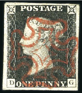 Stamp of Great Britain » 1840 1d Black and 1d Red plates 1a to 11 Plate 1b DG with good to large margins, crisp and 