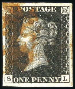 Stamp of Great Britain » 1840 1d Black and 1d Red plates 1a to 11 Plate 6 SL with very good to large margins, red MC