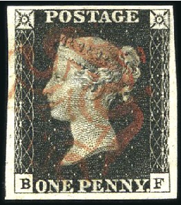 Stamp of Great Britain » 1840 1d Black and 1d Red plates 1a to 11 Plate 6 BF with good to large margins, neat red MC