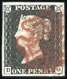 Stamp of Great Britain » 1840 1d Black and 1d Red plates 1a to 11 Plate 1a DG with good to very good margins, neat r