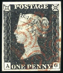 Stamp of Great Britain » 1840 1d Black and 1d Red plates 1a to 11 Plate 1b AG with fine to very good margins, neat r