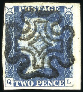 Stamp of Great Britain » 1840 2d Blue (ordered by plate number) Plate 1 QL steel-blue with good to huge margins wi