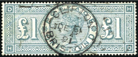 Stamp of Great Britain » 1855-1900 Surface Printed 1891 £1 Green with INVERTED WATERMARK with Clifton