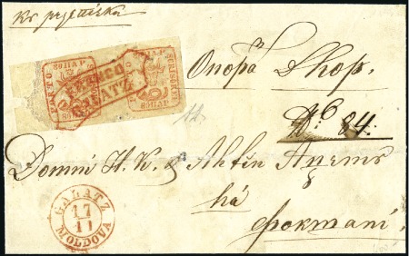 Stamp of Romania » 1858 (1st Nov.) - 1861 Moldavia - Handstruck at Jassy - Imperforate 1858-61 80 Parale red on white paper, left sheet m