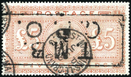 Stamp of Great Britain » 1855-1900 Surface Printed 1882 £5 Orange AA on BLUED PAPER with St. Martins 