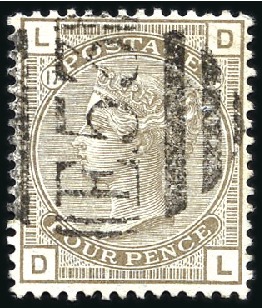 Stamp of Great Britain » British Post Offices Abroad HAITI: 1880 4d Grey-Brown pl.17 with clear "E53" n