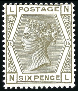 Stamp of Great Britain » 1855-1900 Surface Printed 1874 6d Grey pl.16, mint lh, very fine and fresh (