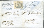 Stamp of Romania » 1858 Moldavian Bull's (21 July) Handstruck at Jassy on wove paper (81pa.) or laid paper (other values). 1858 108 Parale blue on pink, extremely fine examp