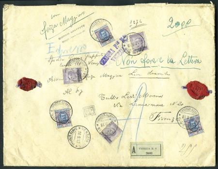 Stamp of Italy 1918 3 Registered internal covers all franked with