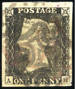 Stamp of Great Britain » 1840 1d Black and 1d Red plates 1a to 11 Plate 2 AH with very good to huge margins (small f