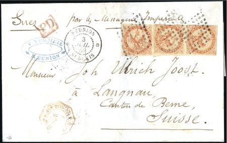 Stamp of Colonies françaises » Réunion 1869 Pli pour Langnau en Suisse affr. avec Colonie
