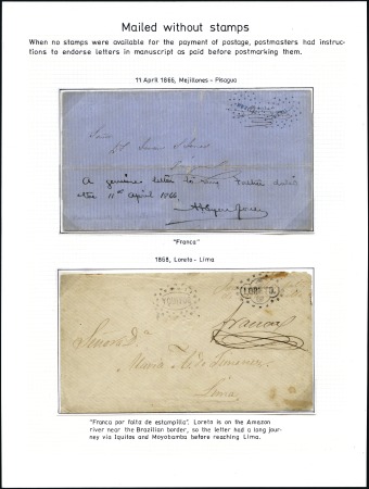 Stamp of Peru » Airmails, Dues, Parcel Posts, etc. SHORT-PAID & UNPAID covers, 1859-79, 18 items (som